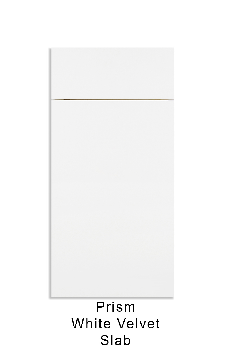 Prism White Velvet Slab Modern Cabinetry