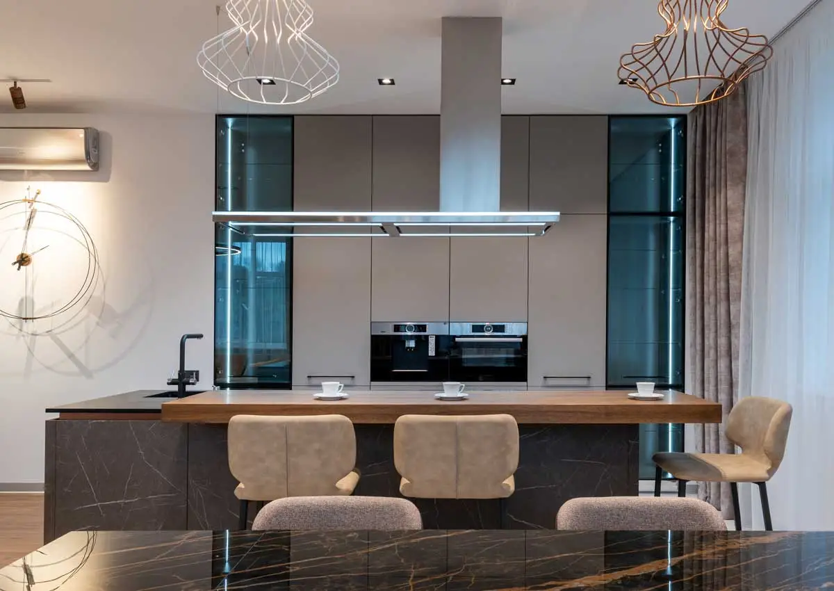 gray matte cabinets modern kitchen