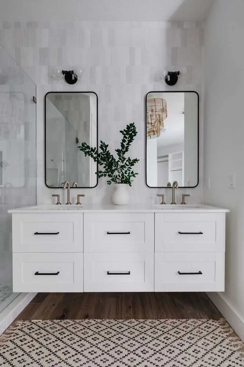 Floating Vanity with White Cabinets