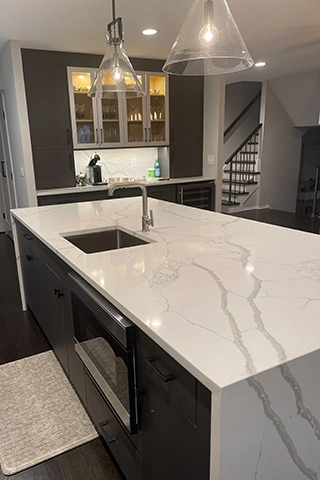 Quartz-HK-Britney-White-waterfall-countertop