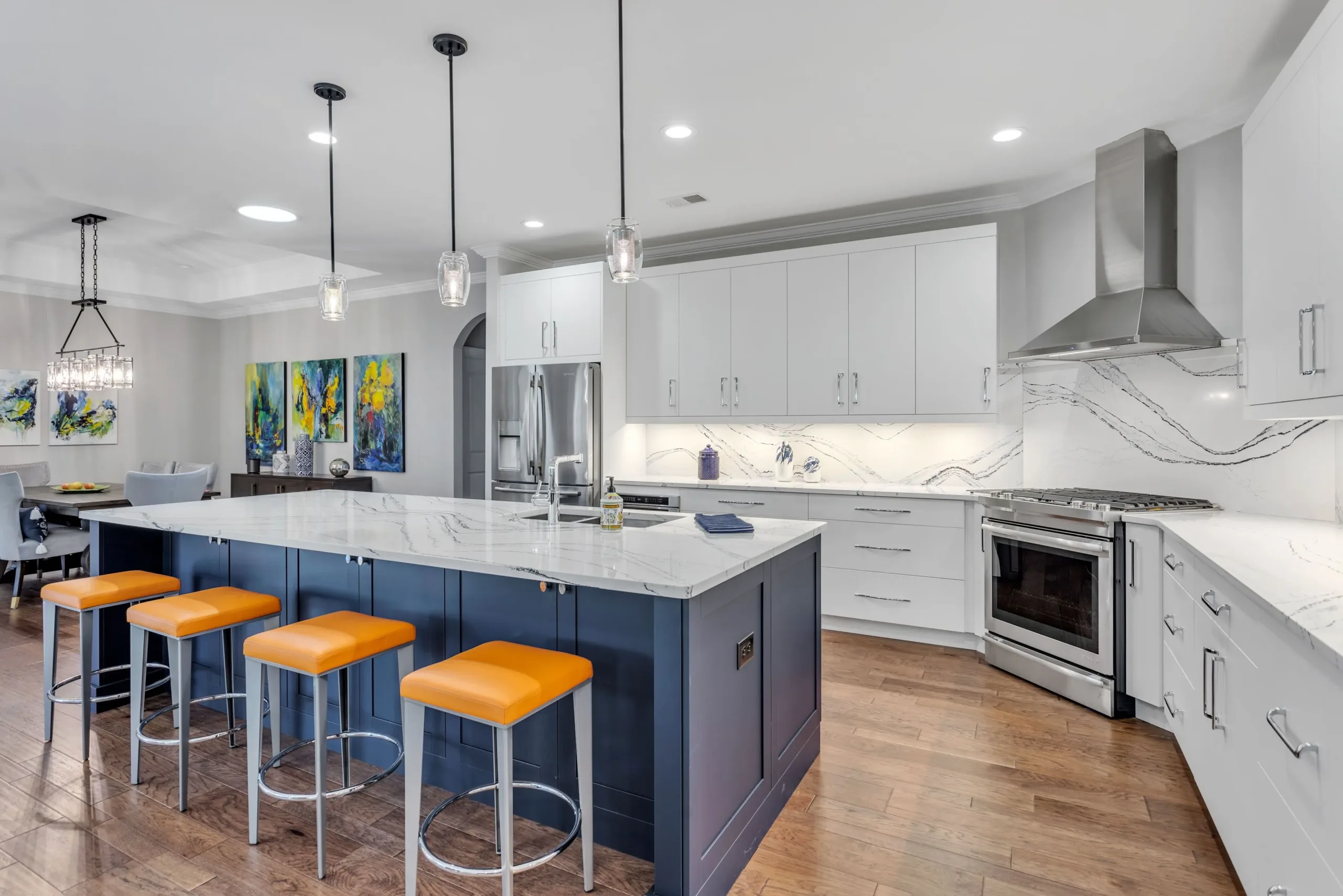 White and Blue Kitchen in Greenville, South Carolina